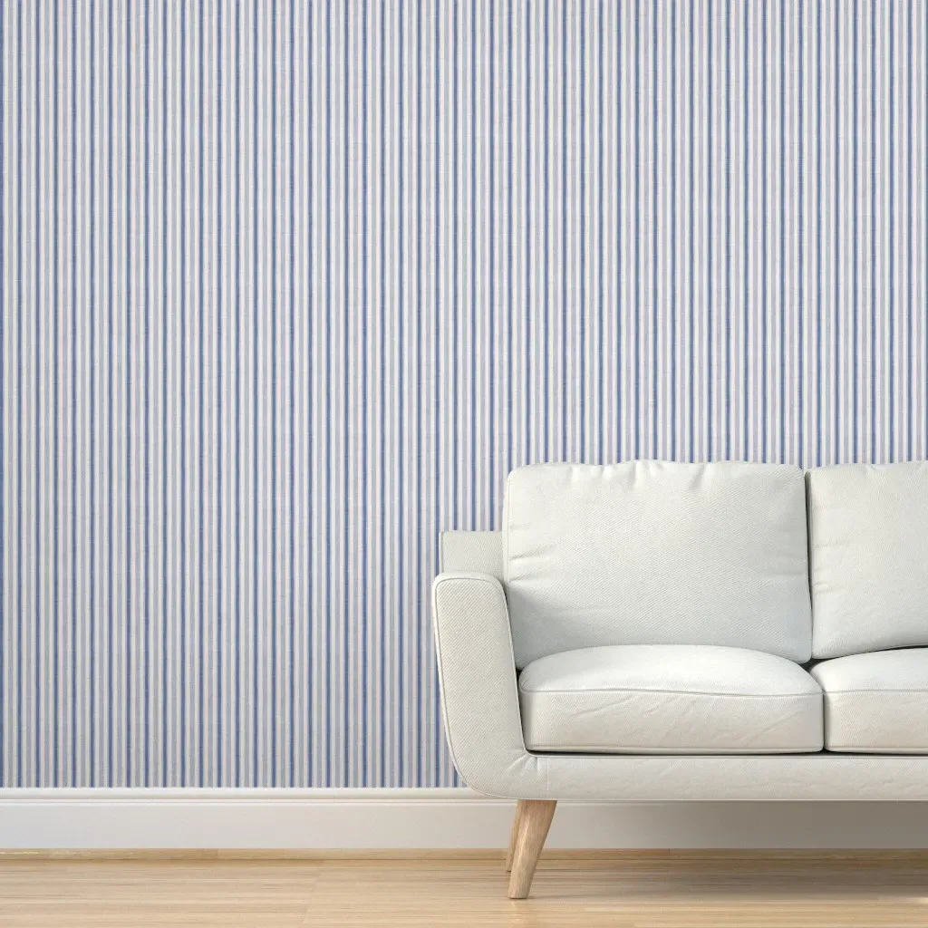 Mini Yankee Doodle Grain Sack Stripe Peel and Stick Wallpaper - Blue product