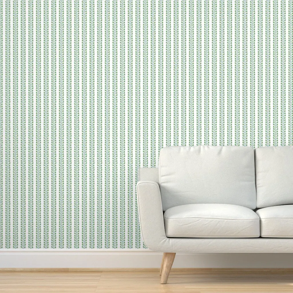 Miniature Custom Vine Peel and Stick Wallpaper - Blue-Green product