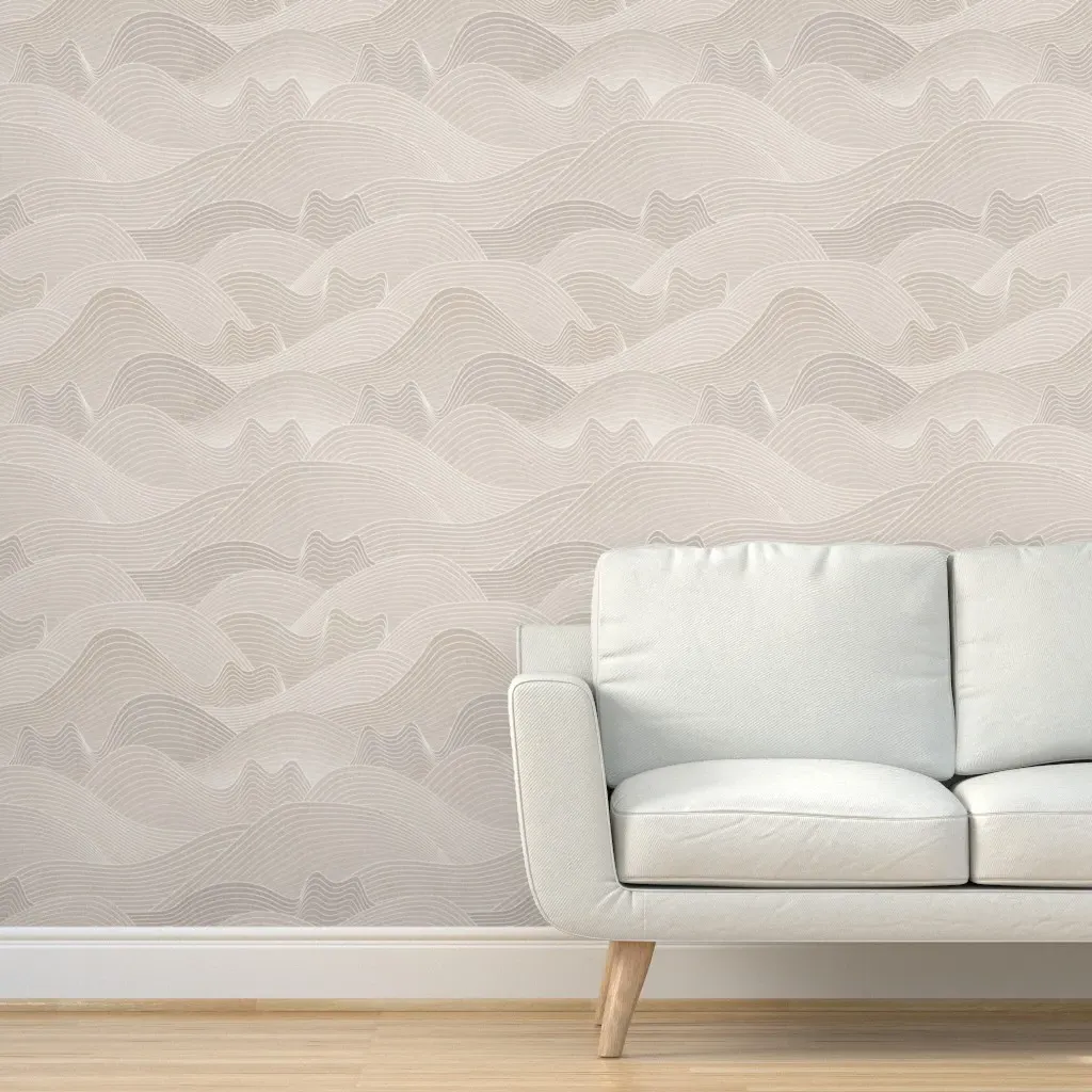 Minimal Abstract Cats and Birds Stripe Peel and Stick Wallpaper - Beige product