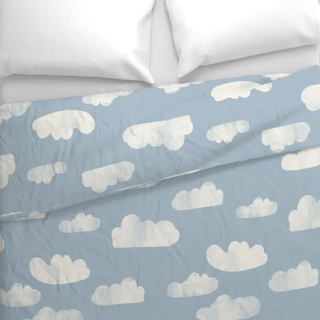 Minimal Abstract Clouds Duvet Cover - White alternate view