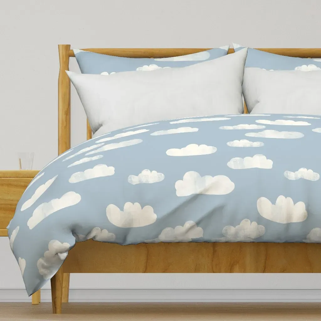 Minimal Abstract Clouds Duvet Cover - White product