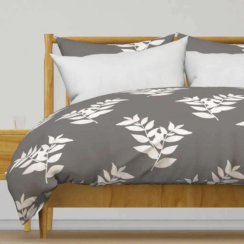Minimal Botanical Leaf Pattern Duvet Cover - White product