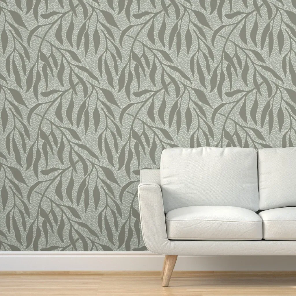 Minimal Branches Peel and Stick Wallpaper Removable - Sage Green product