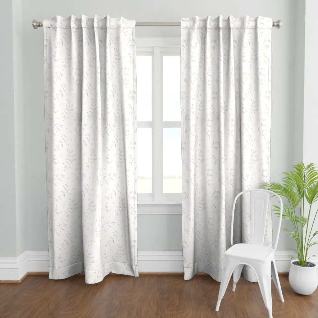 Minimal Leaf Branches Curtain Panel - Yellow product