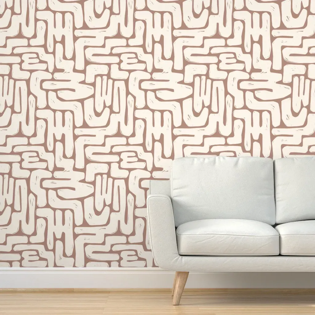 Minimal Maze Peel and Stick Wallpaper - Blush Beige product