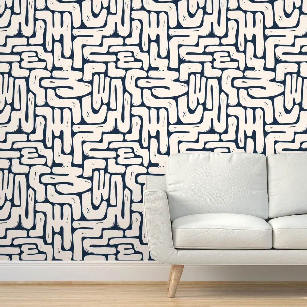 Minimal Maze Peel and Stick Wallpaper - Navy product