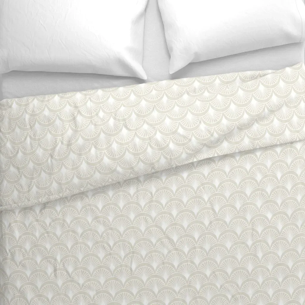 Minimal Scallop Duvet Cover - Ivory White alternate view