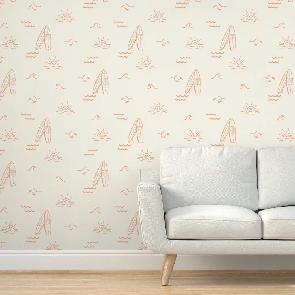 Minimal Surfboard Beach Peel and Stick Wallpaper - Brown, Beige product