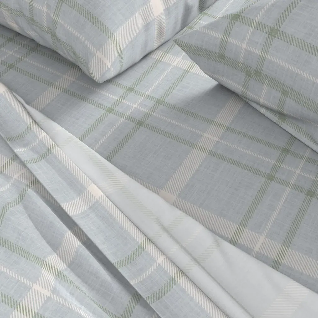 Minimal Textured Plaid Check King Sheet Set - Light Blue alternate view