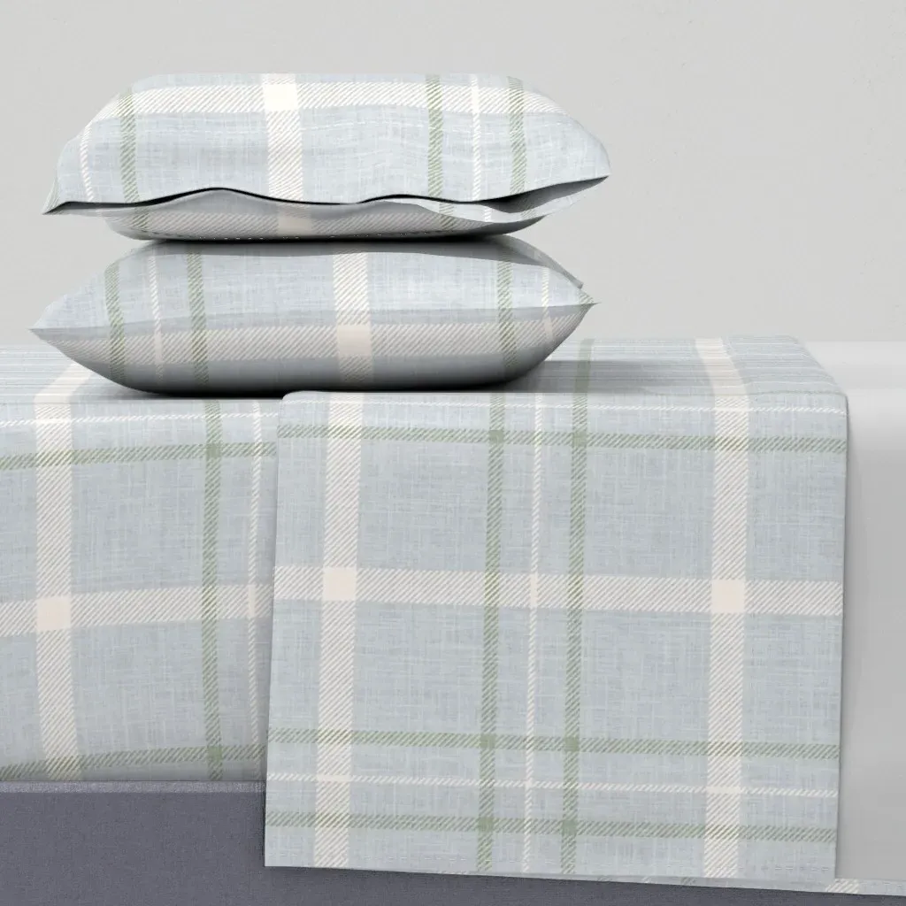 Minimal Textured Plaid Check King Sheet Set - Light Blue product