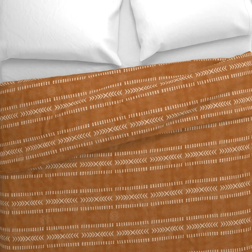 Minimal Tribal Design Duvet Cover - Burnt Orange alternate view