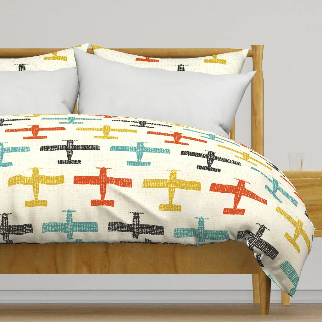 Minimalist Airplane Formation Duvet Cover - Black product