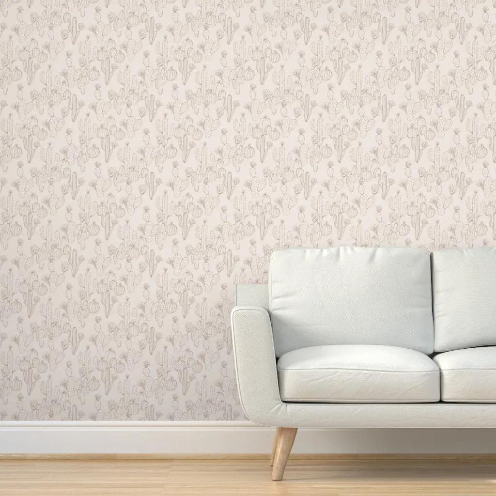 Minimalist Cacti & Succulent Peel and Stick Wallpaper - Beige product