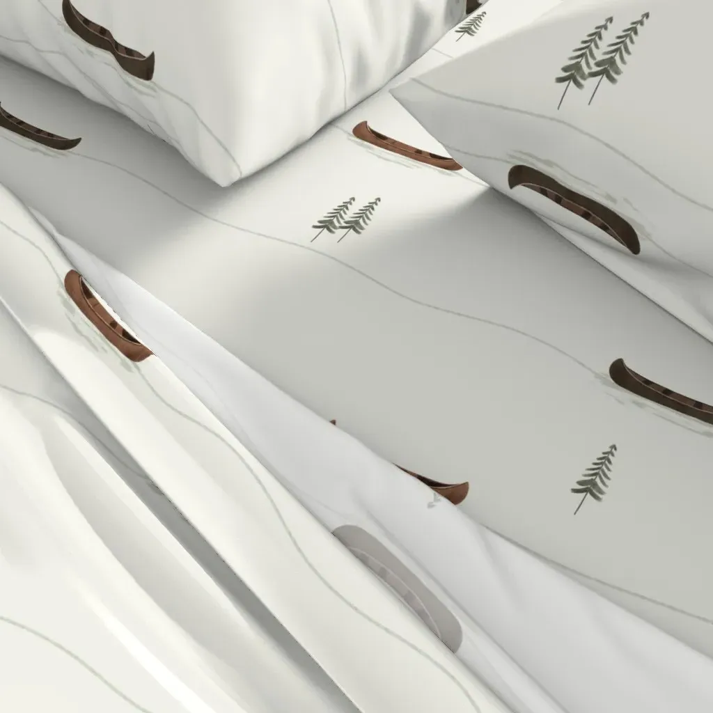 Minimalist Canoes In The Lake Twin XL Sheet Set - Brown alternate view