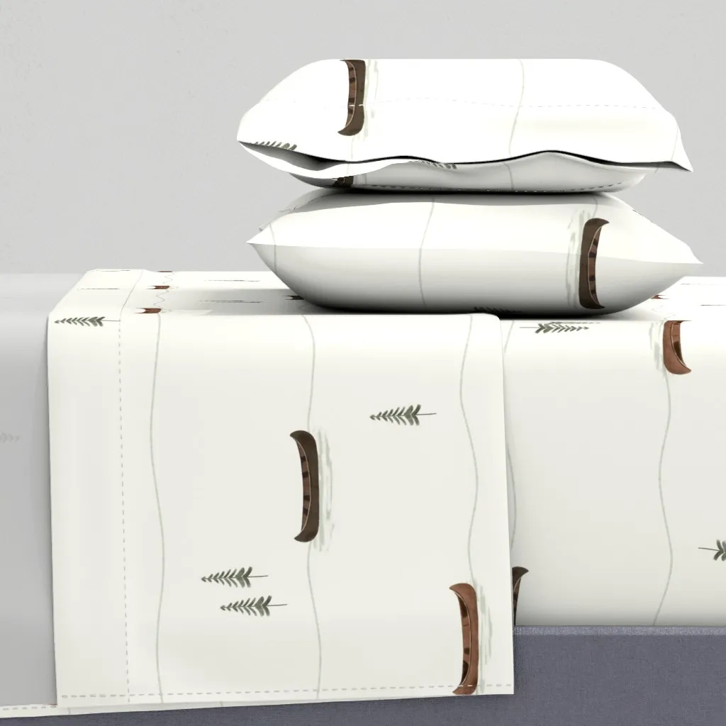 Minimalist Canoes In The Lake Twin XL Sheet Set - Brown product