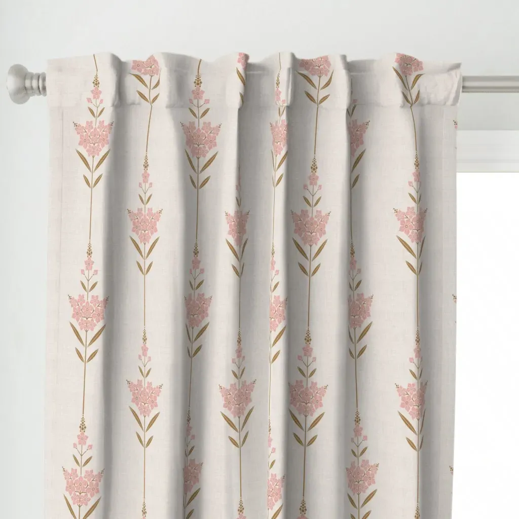 Minimalist Floral Faux Curtain Panel - Pink alternate view