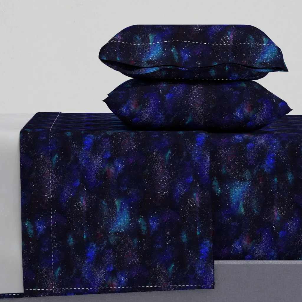 Minimalist Galaxy Universe Milky Way Stars Queen Sheet Set - Dark Blue product