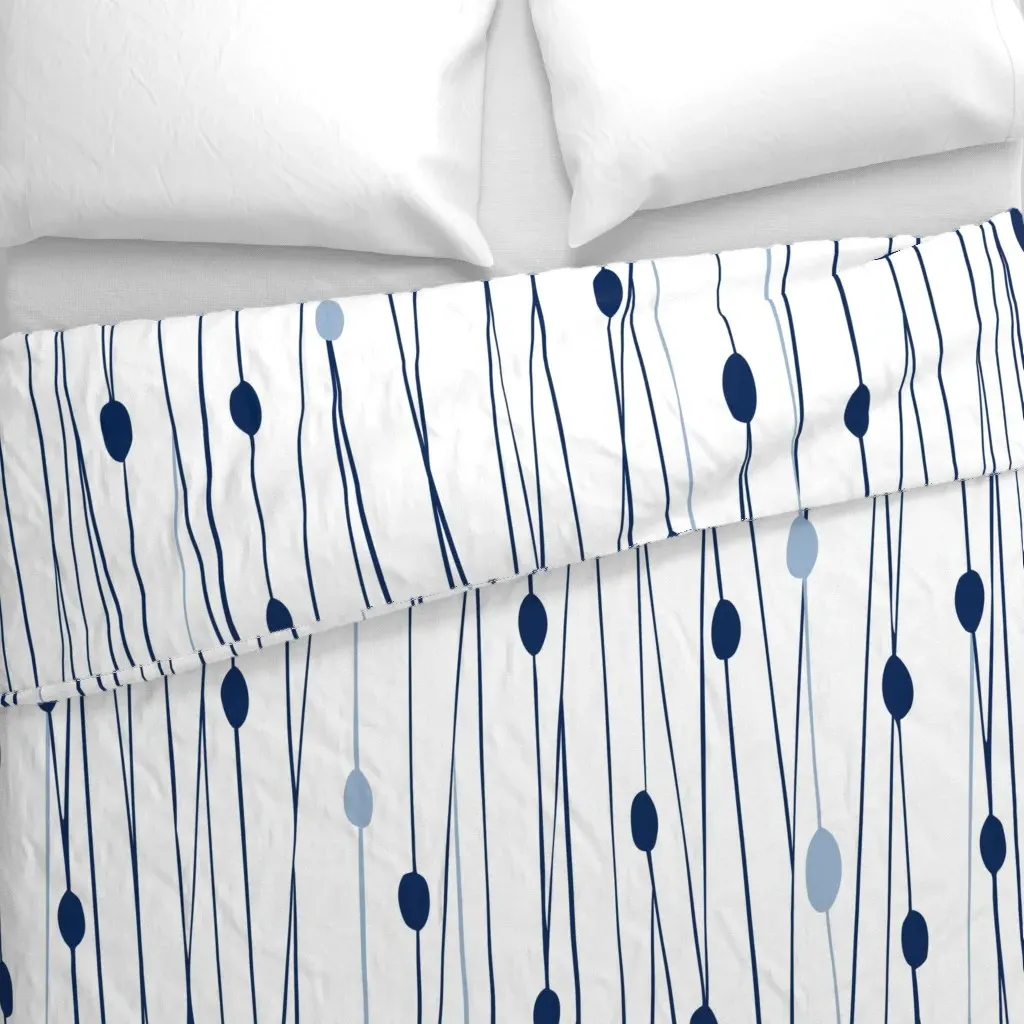 Minimalist Lines & Dot Duvet Cover - Navy Blue alternate view