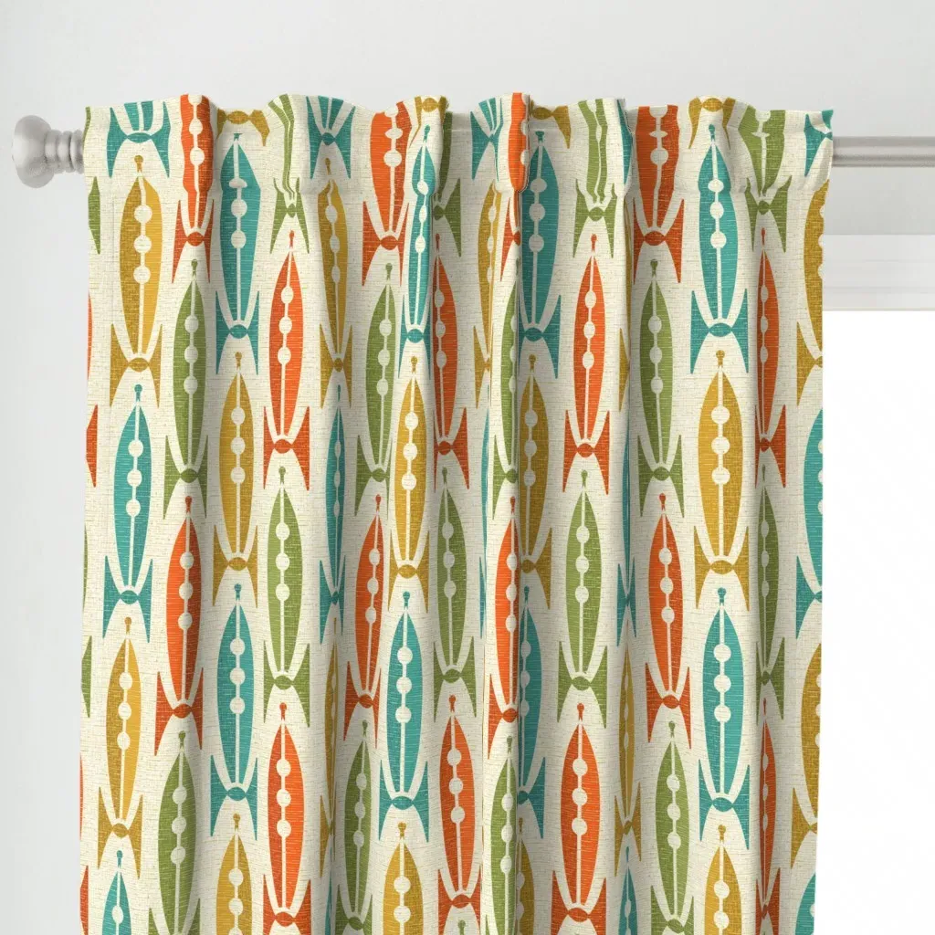 Minimalist Mod Rockets Curtain Panel - Orange alternate view