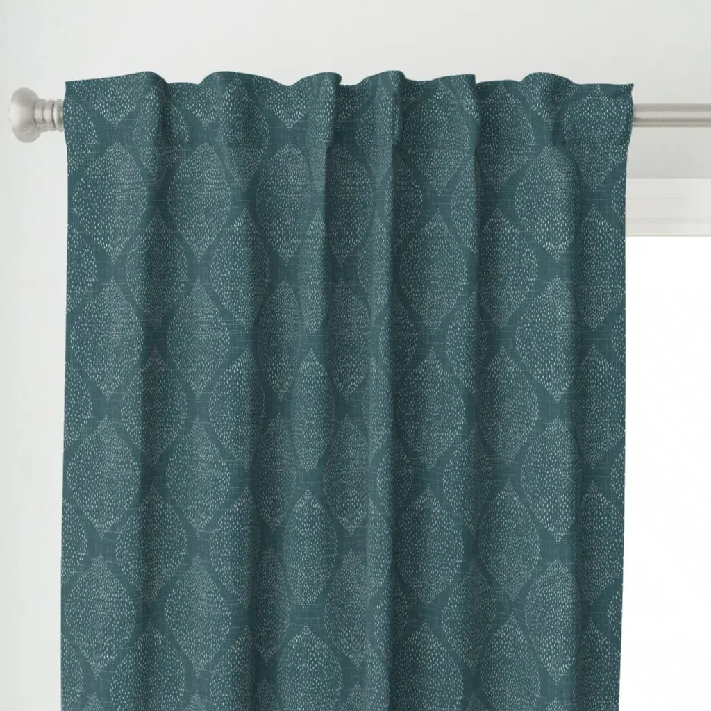 Minimalist Ogee Peacock Curtain Panel - Teal alternate view