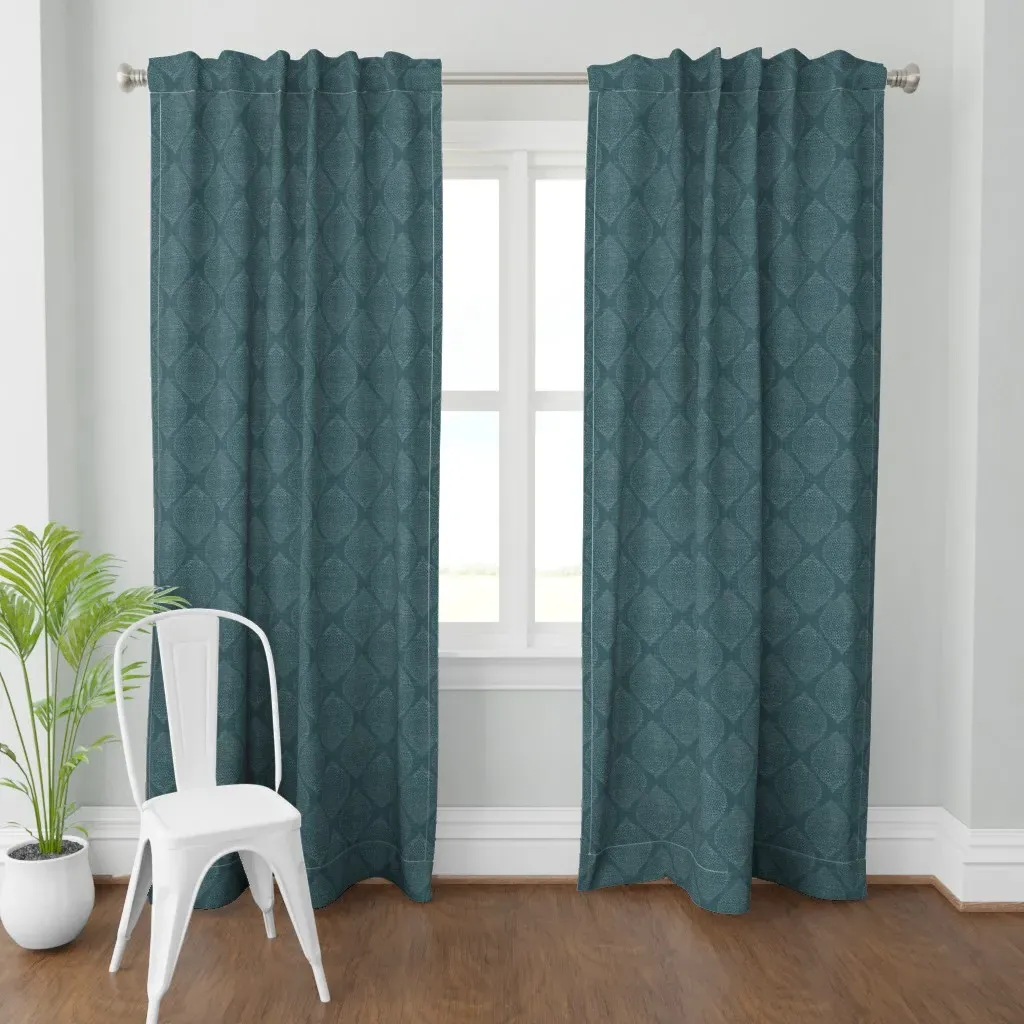 Minimalist Ogee Peacock Curtain Panel - Teal product