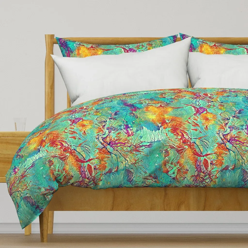 Mint Orange Ink Painting Duvet Cover - Teal product
