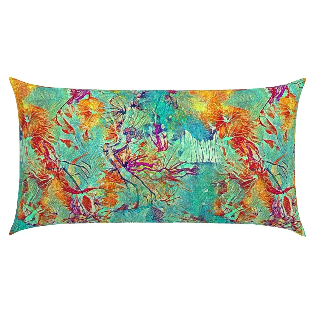 Mint Orange Ink Painting King Pillow Sham - Teal product