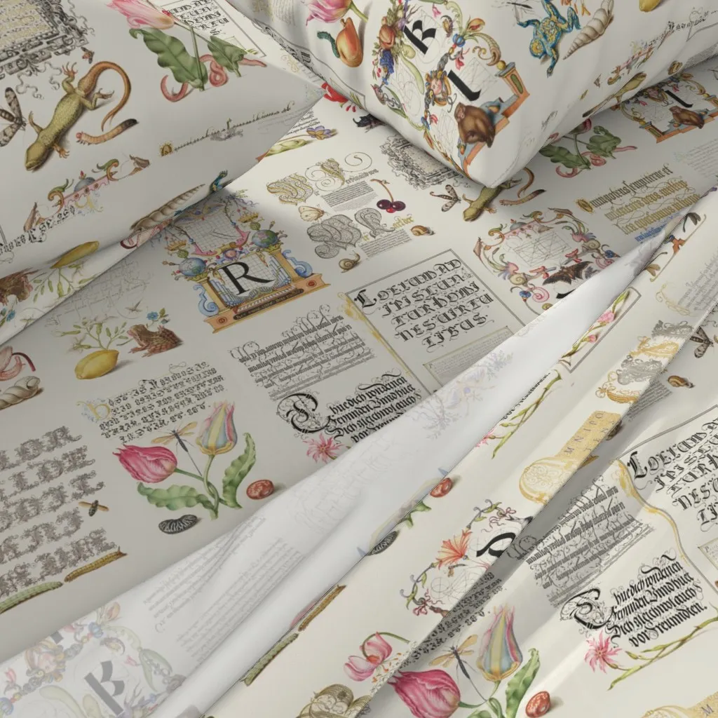 Mira Calligraphiae Monumenta Joris Hoefnagel King Sheet Set - Cream alternate view