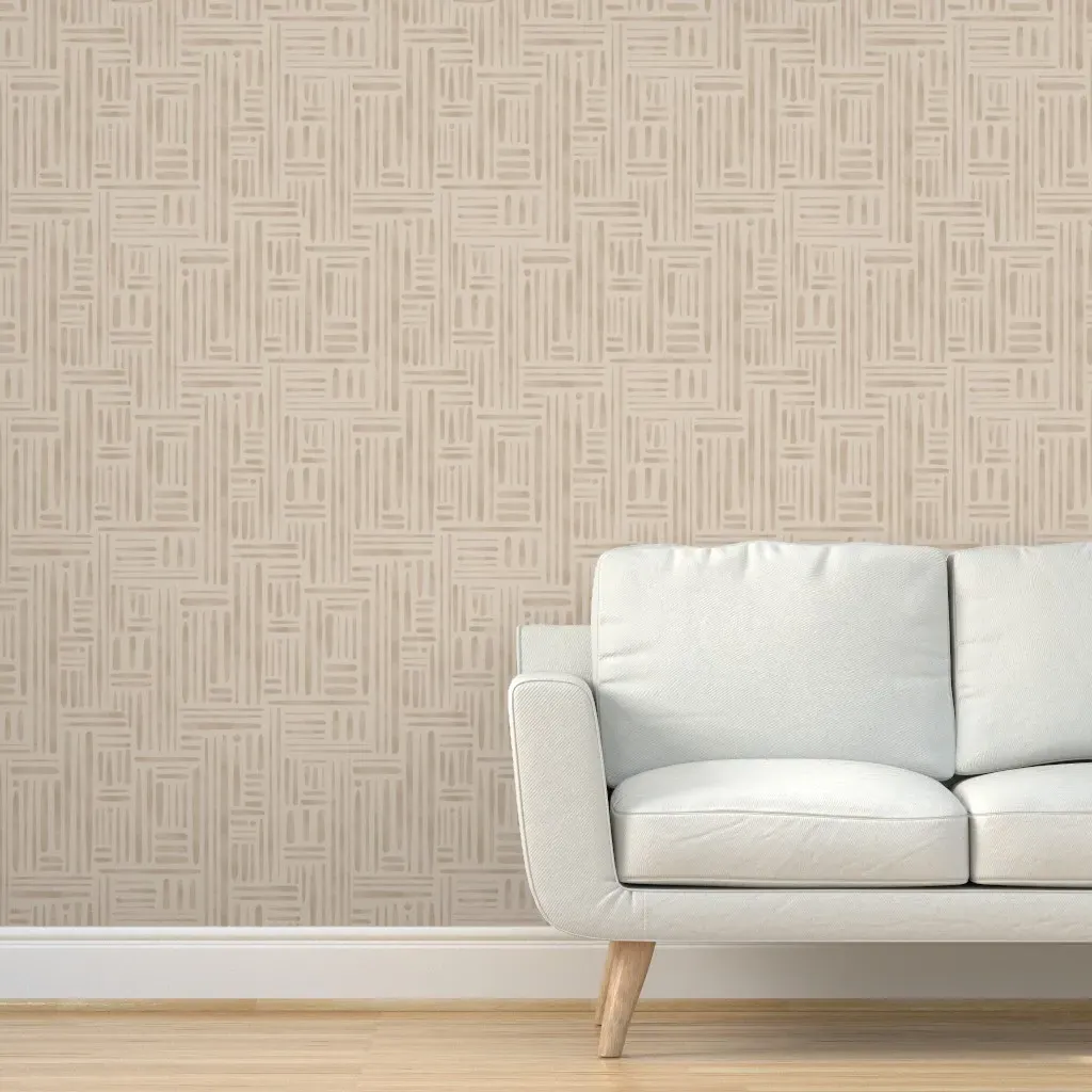 Mira Linear Japandi Farmhouse Peel and Stick Wallpaper - Beige product