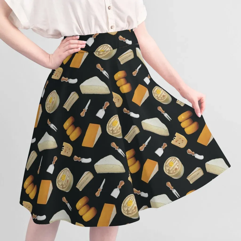 Miss Chiff Designs French Cheese Paris Picnic Print Fabric - Black, Yellow alternate view