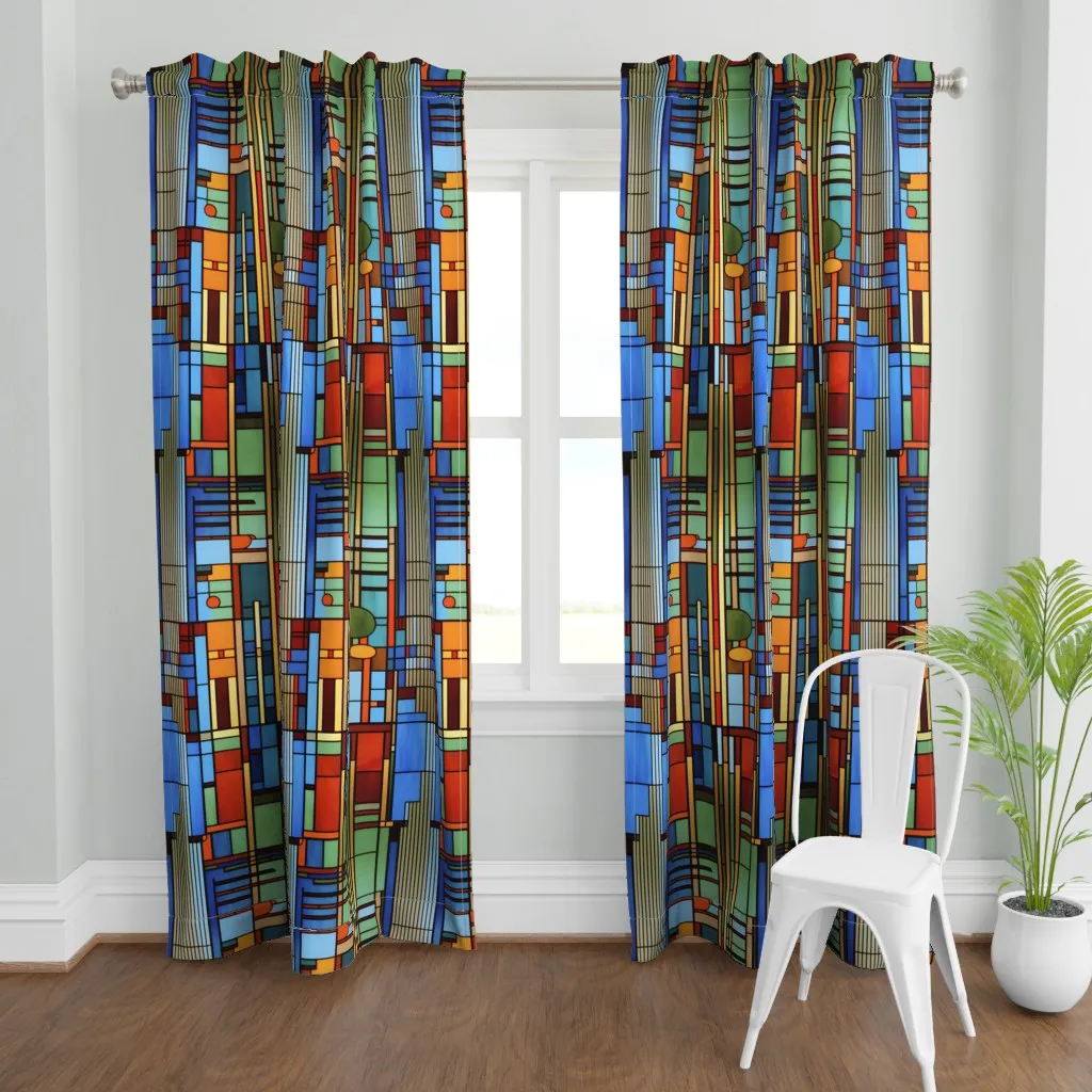 Mission Style Flw Curtain Panel - Blue product