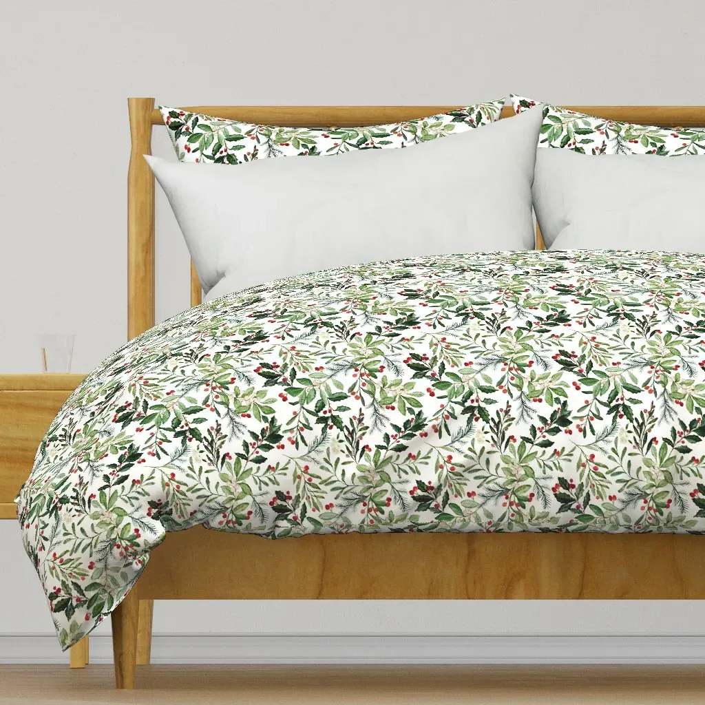 Mistletoe And Holly Christmas Duvet Cover - Green product