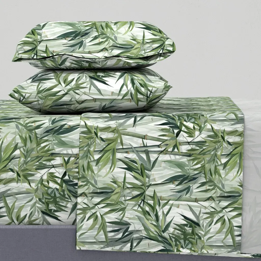 Misty Bamboo Forest Twin Sheet Set - Green product
