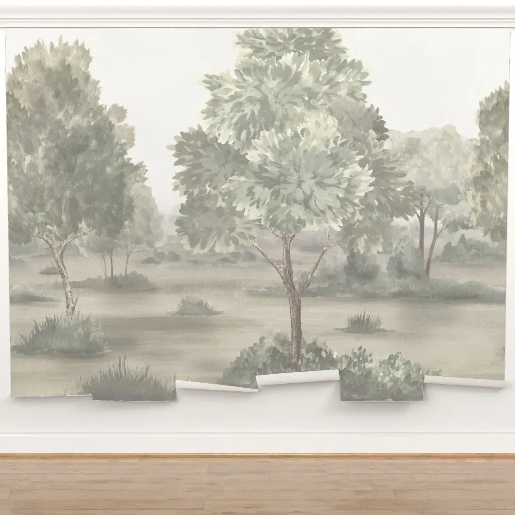 Misty Landscape Peel and Stick Wall Mural - Olive product