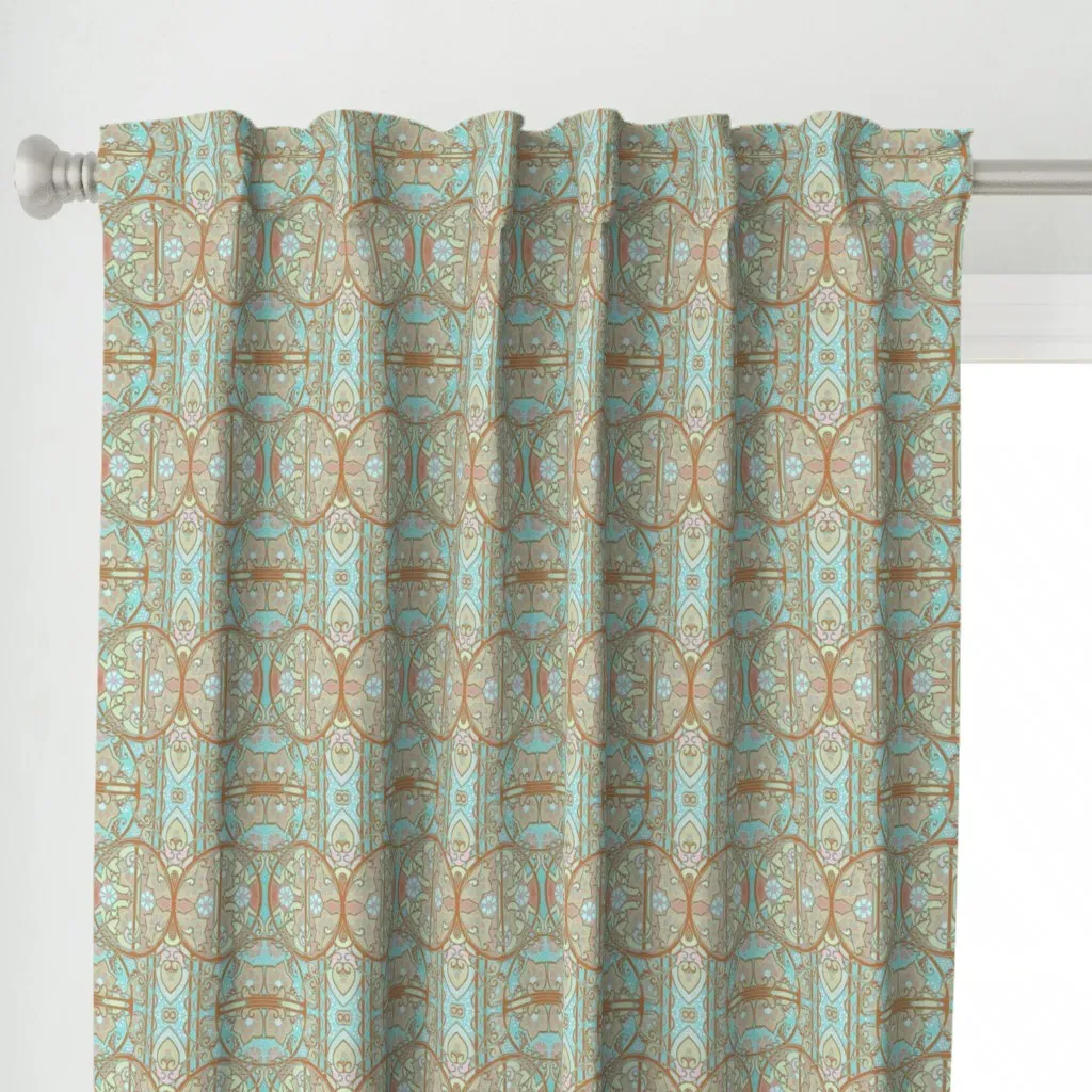 Misty Morning Glories Curtain Panel - Brown alternate view