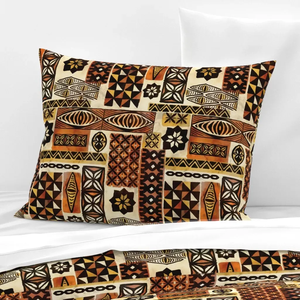 Mixed Tapa Standard Knife Edge Cushion Cover - Brown, Cotton Sateen product