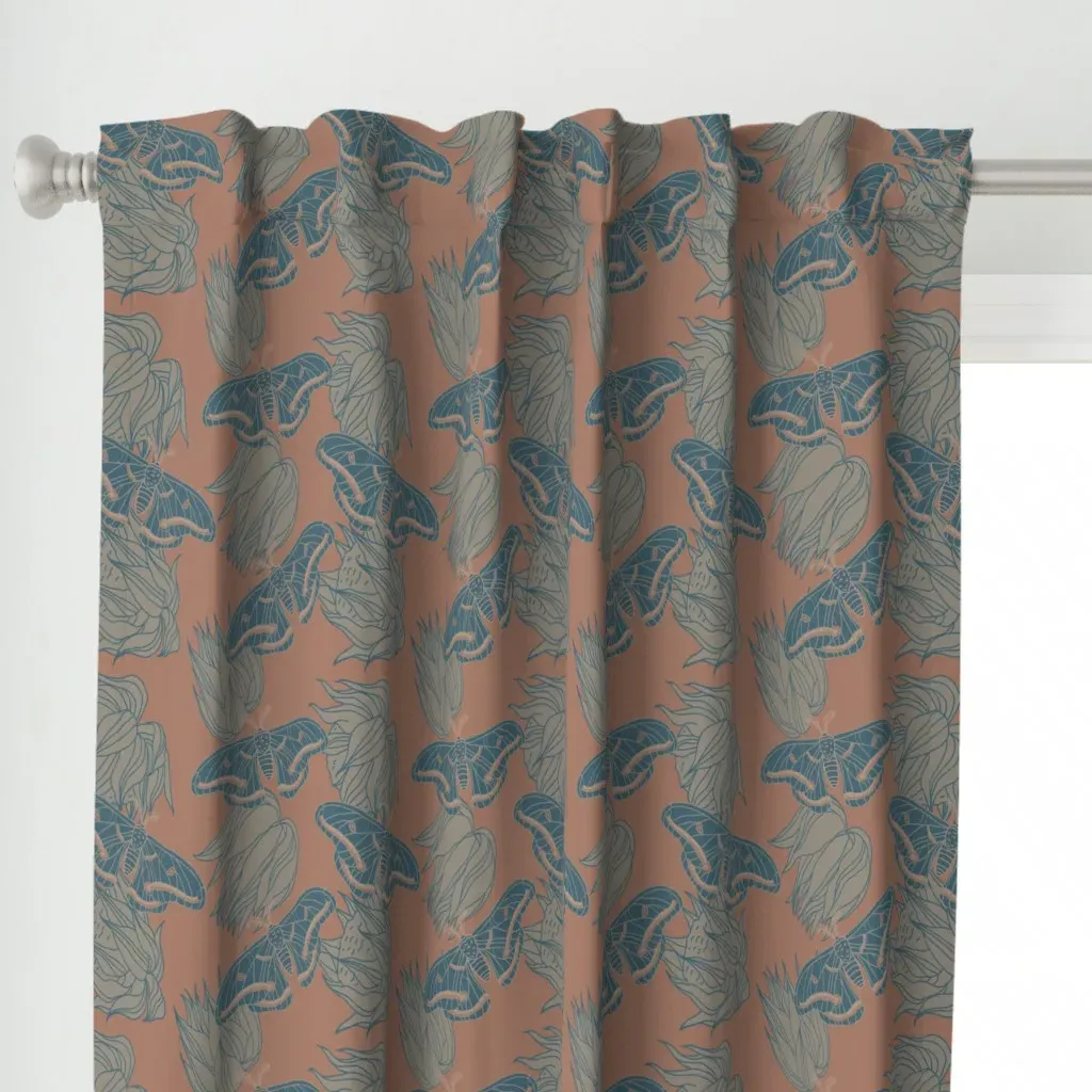 Mocha Mousse Butterfly Curtain Panel - Dusty Blue alternate view