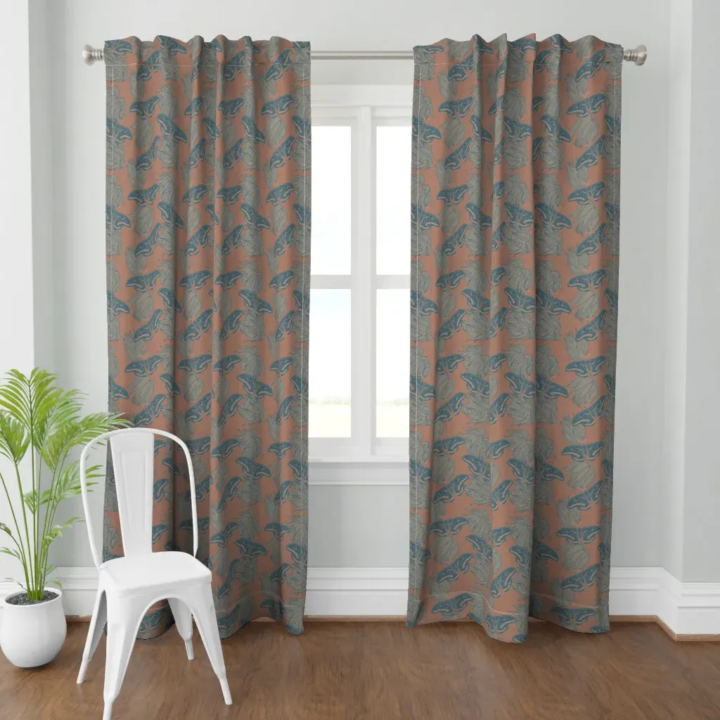 Mocha Mousse Butterfly Curtain Panel - Dusty Blue product