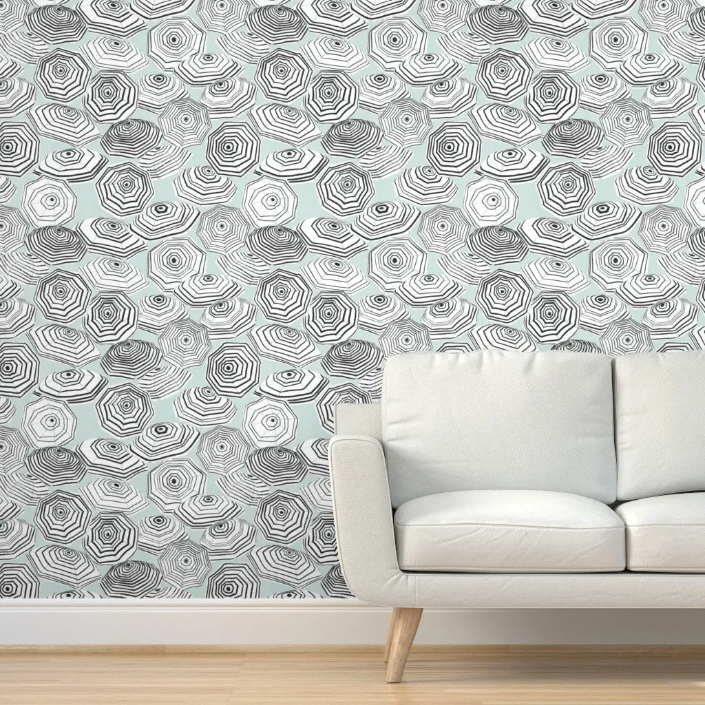 Mod Beach Umbrellas Peel and Stick Wallpaper - Seaglass Mint product