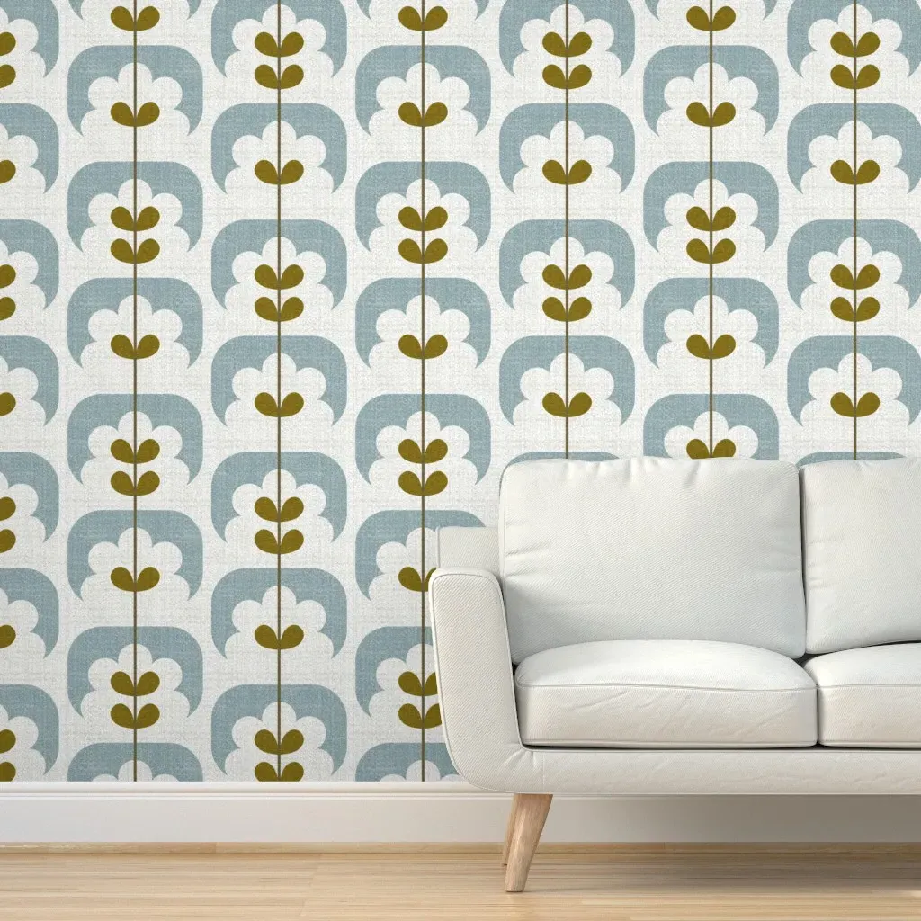 Mod Cabincore Forest Peel and Stick Wallpaper - Dusty Blue product