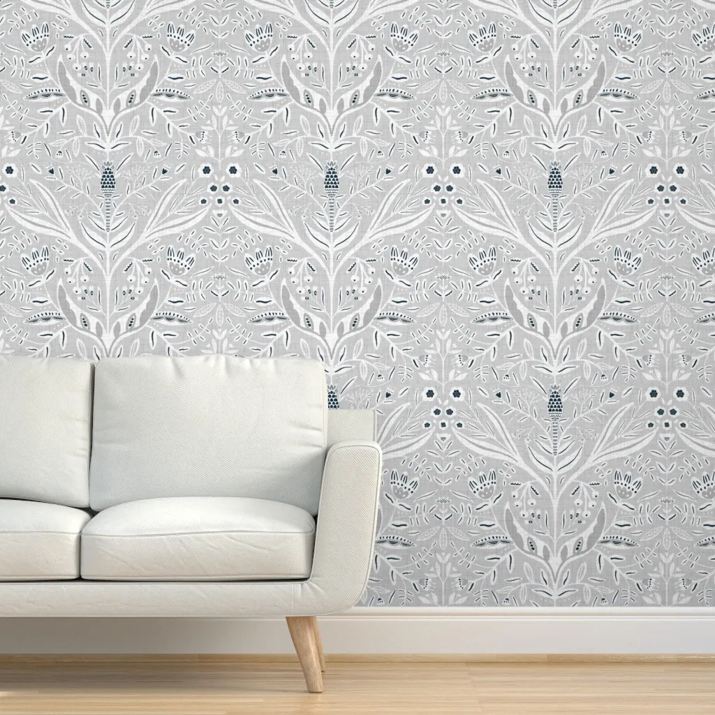Mod Damask Large Scale Peel and Stick Wallpaper - White product