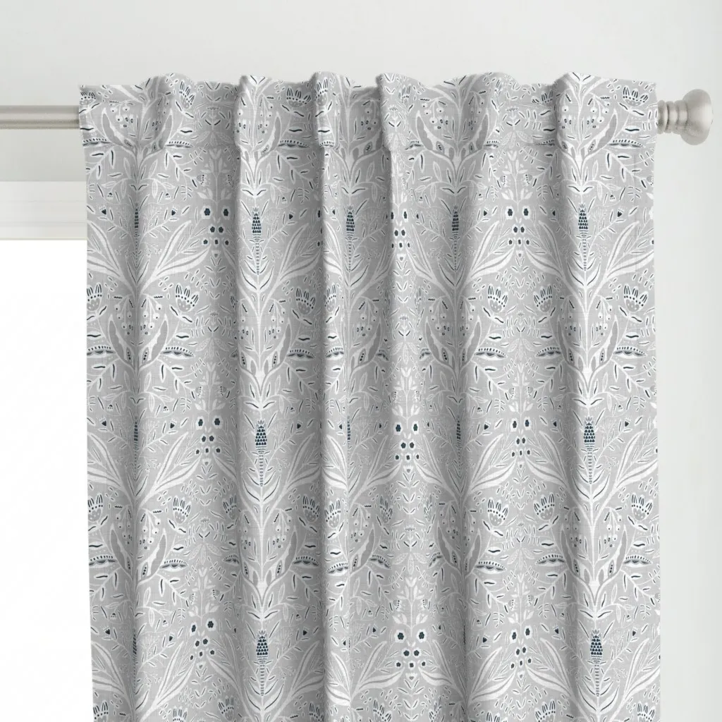 Mod Damask Medium Scale Curtain Panel - Light Gray alternate view