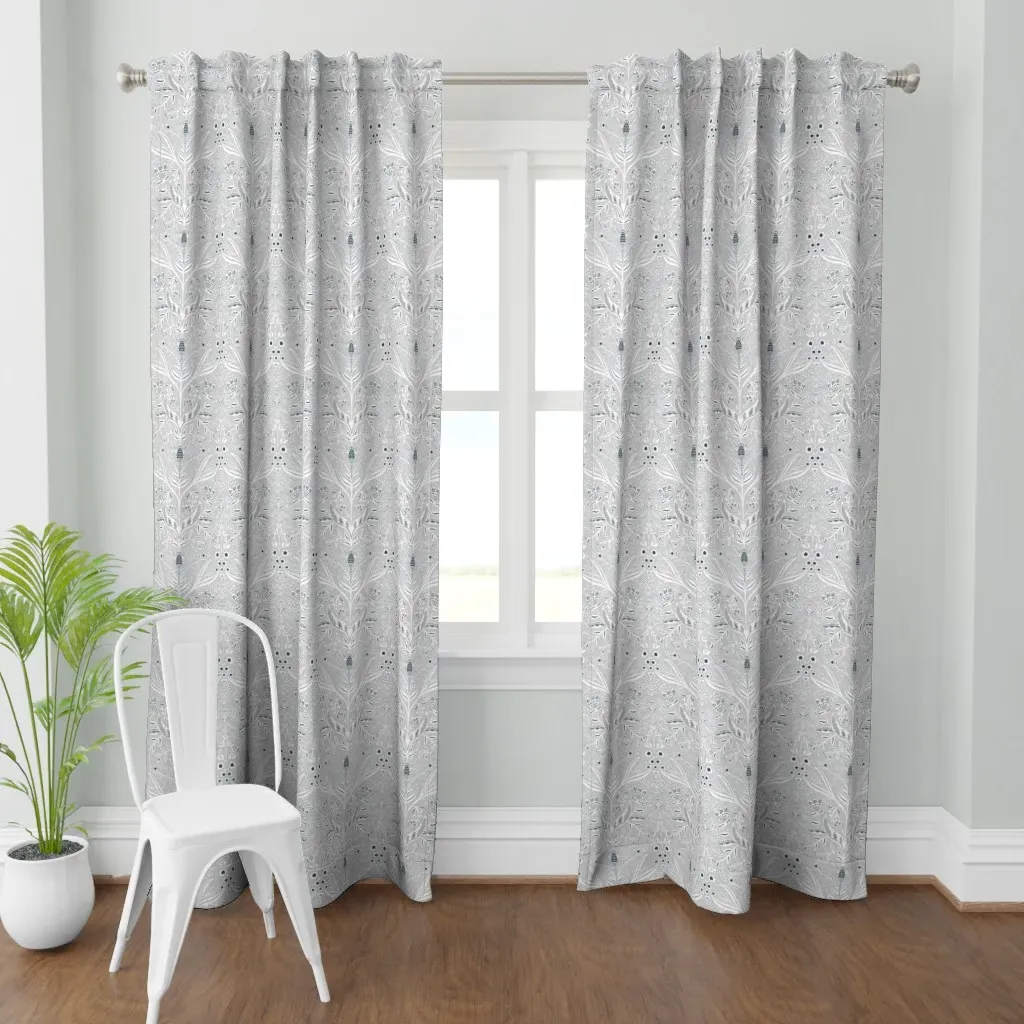 Mod Damask Medium Scale Curtain Panel - Light Gray product