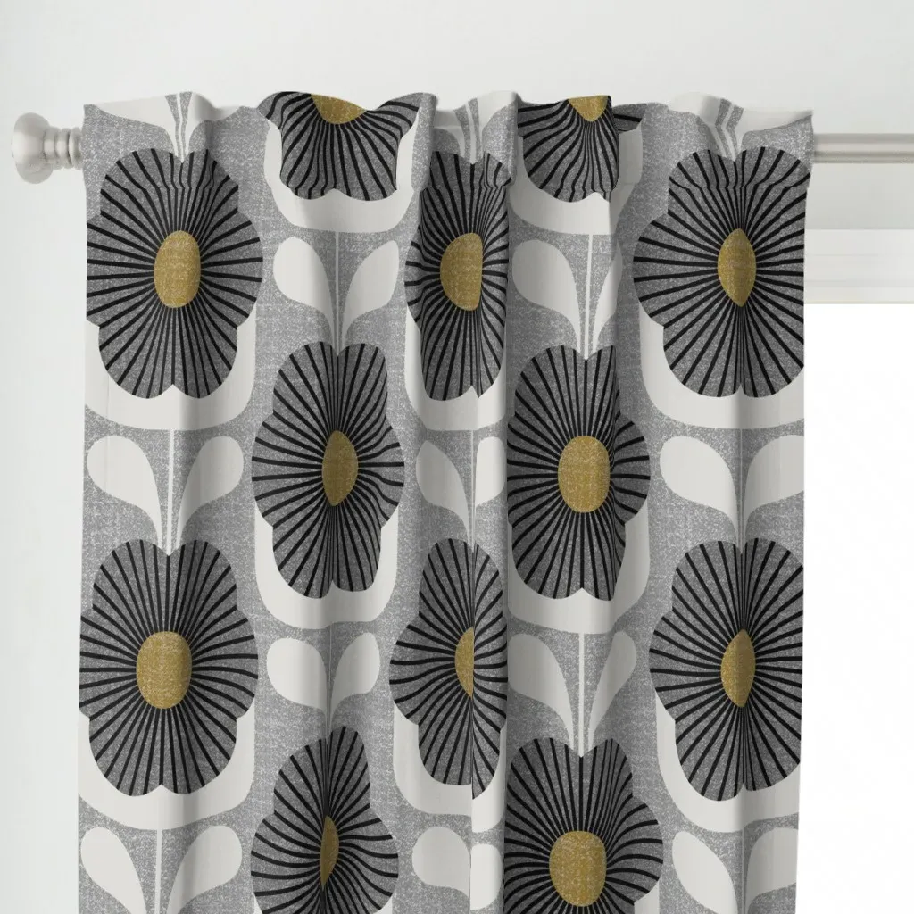 Mod Deco Blooms Jumbo Curtain Panel - Gray alternate view