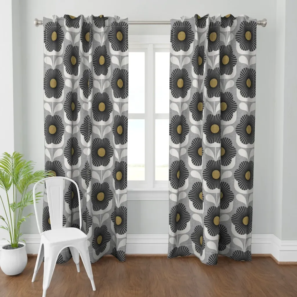 Mod Deco Blooms Jumbo Curtain Panel - Gray product