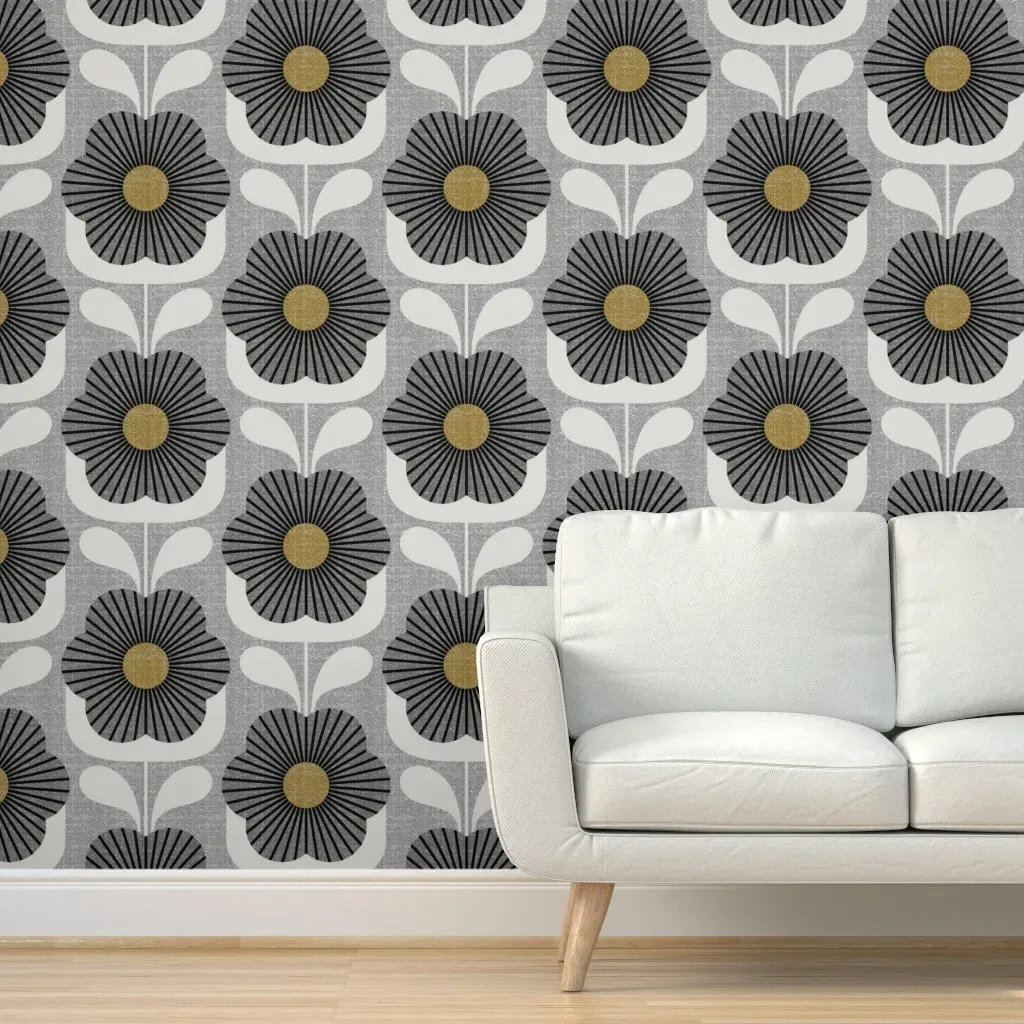 Mod Deco Blooms Jumbo Scale Peel and Stick Wallpaper - Gray product