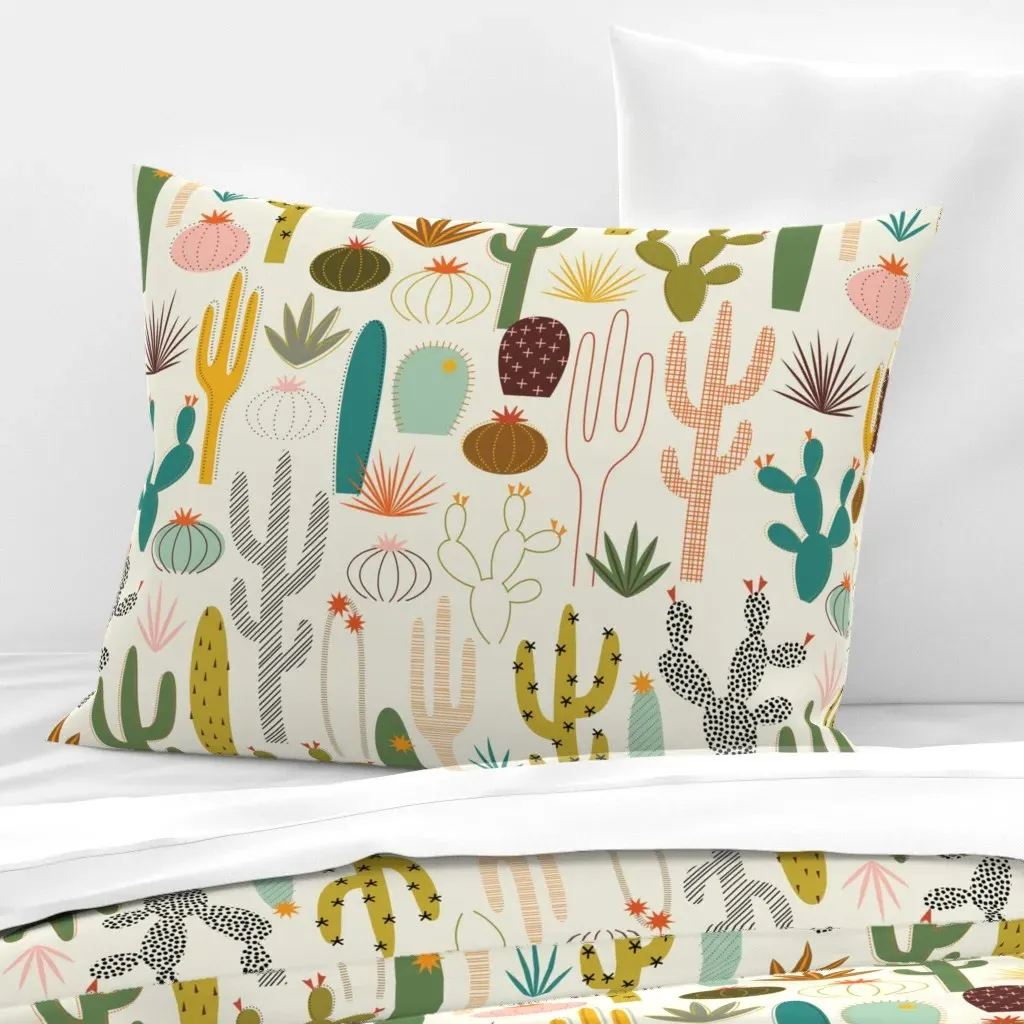 Mod Desert Garden Standard Knife Edge Cushion Cover - Green, Cotton Sateen product