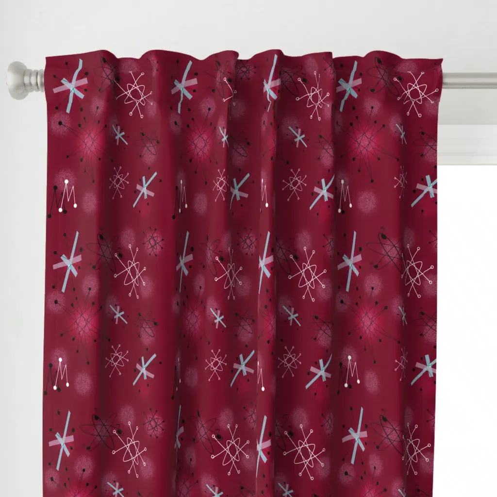 Mod Music Rudolph Curtain Panel - Deep Red alternate view