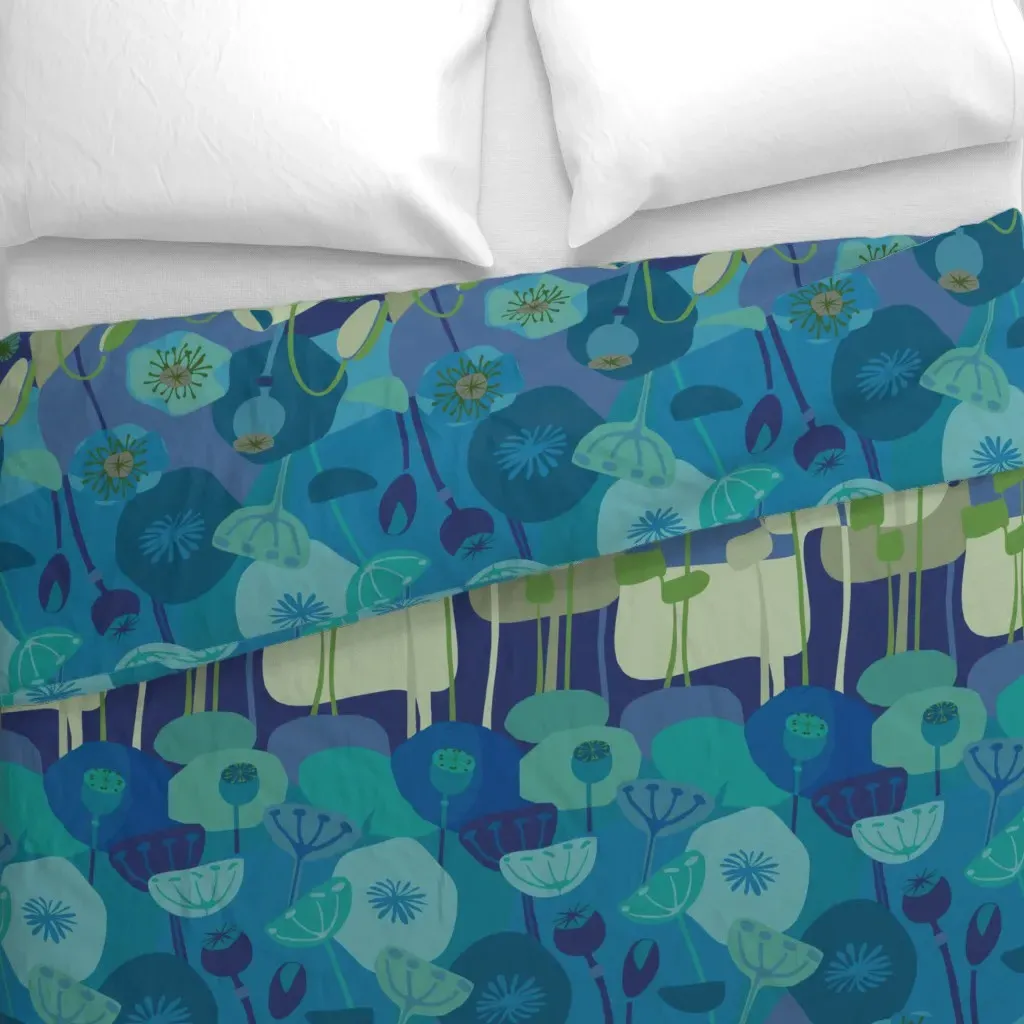 Mod Poppies Duvet Cover - Deep Blue alternate view
