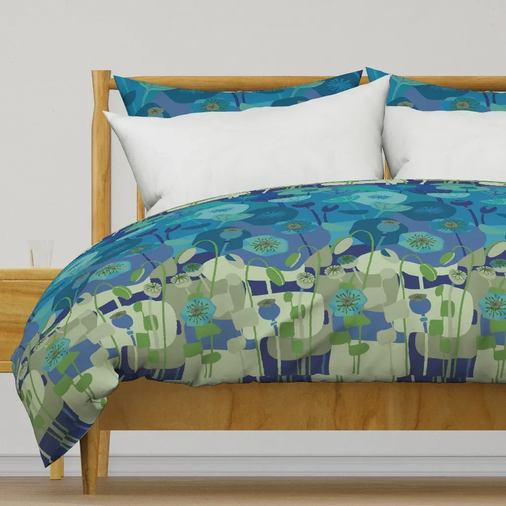 Mod Poppies Duvet Cover - Deep Blue product